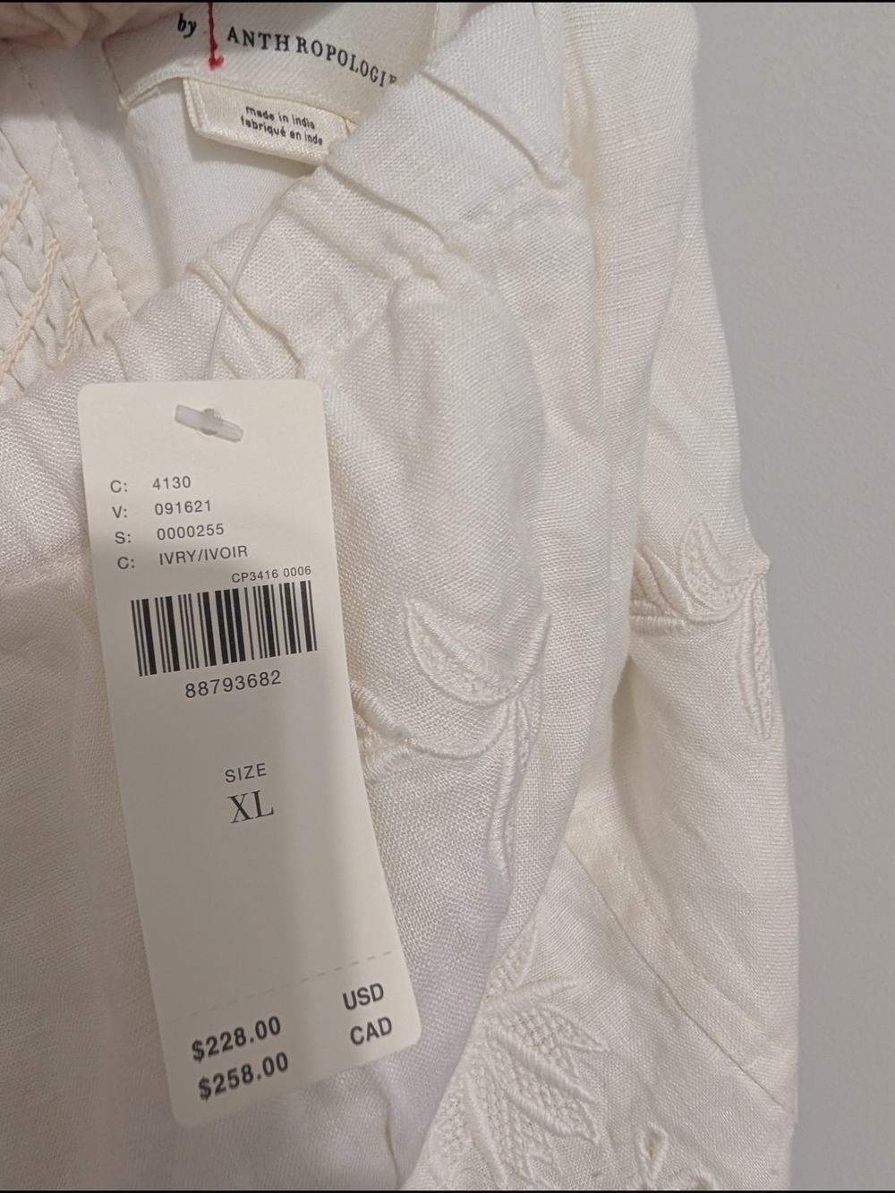 Anthropologie White Linen Square-Neck Midii Dress - Picture 8 of 10